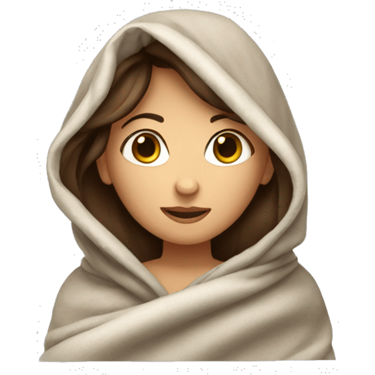 girl with brown hair in a blanket emoji