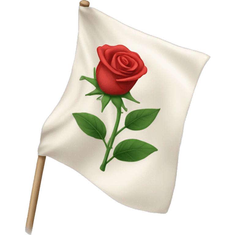 emoji white flag with red rose on the center emoji