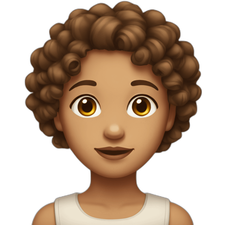 girl with curly brown hair, brown eyes, tan skin, freckles emoji