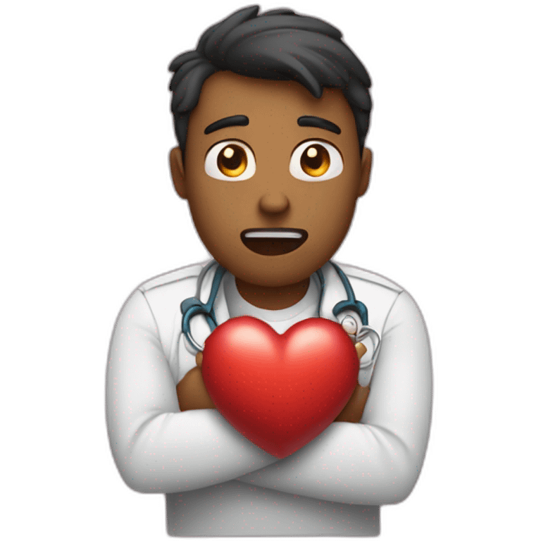 man clenching his heart as if he is having a heart attack emoji