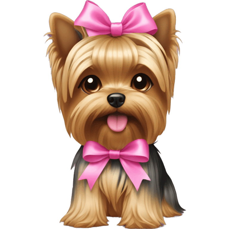 yorkie dog with pink ribbon emoji