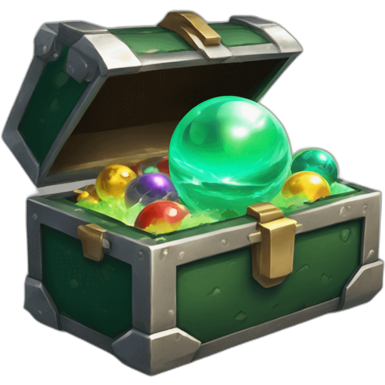 Pokemon Game LootCase Color DarkGreen Rich Treasure Legendary Epic Pokeballs Pokemons and Pokemon Items Inside this have Shiny Glow emoji