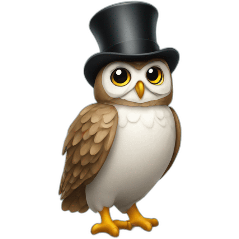 Owl with top hat emoji