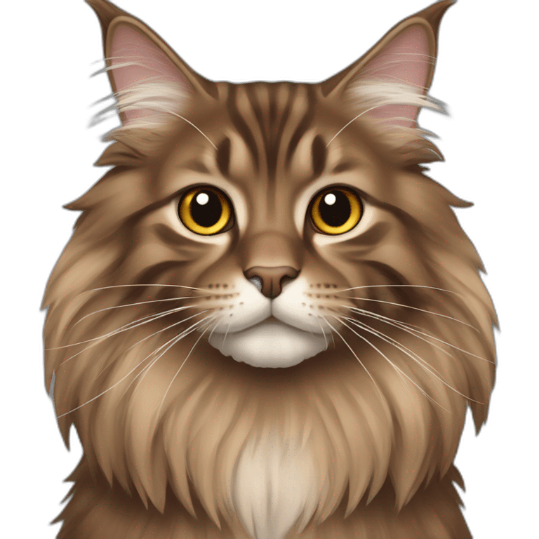 Brown maine coon cat emoji