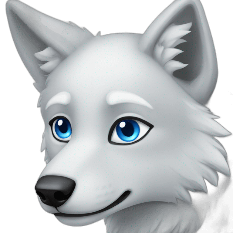 Withe wolf with blue eyes  emoji