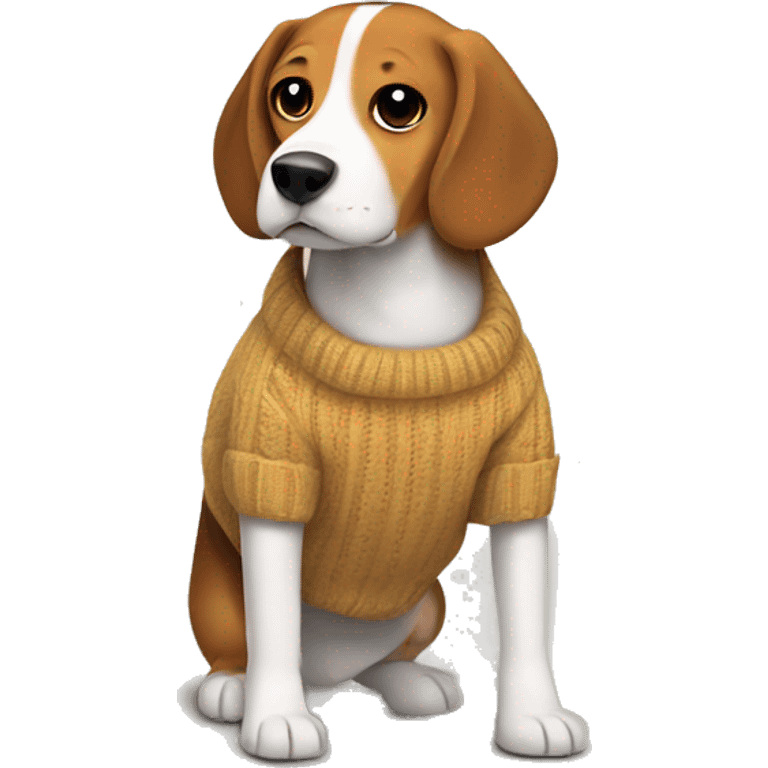 Beagle wearing a sweater in the fall leaves  emoji