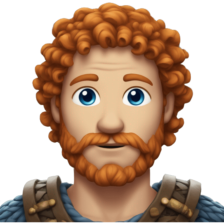 35 year old viking, male, curly red hair, blue eyes, pale emoji