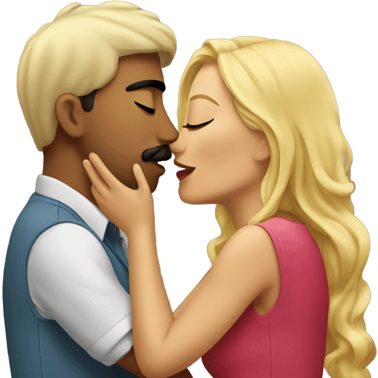 Blonde kissing mexican man emoji