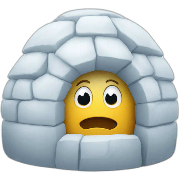 surprised face in the shape of igloo emoji