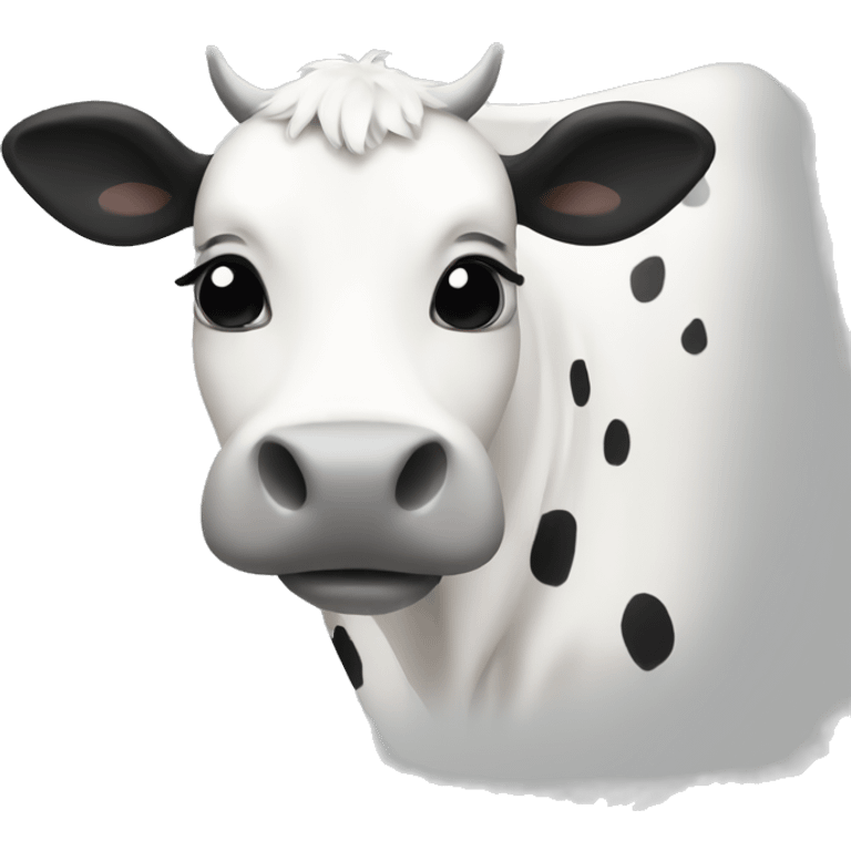 white cow with a lot of TINY black dots side body emoji