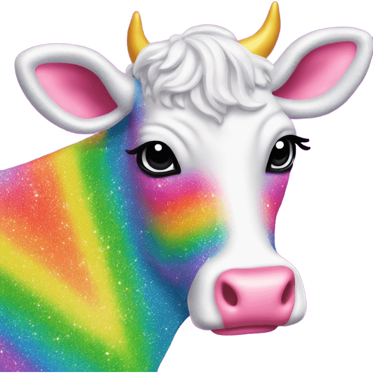 Lisa frank glitter sun rainbow cow emoji