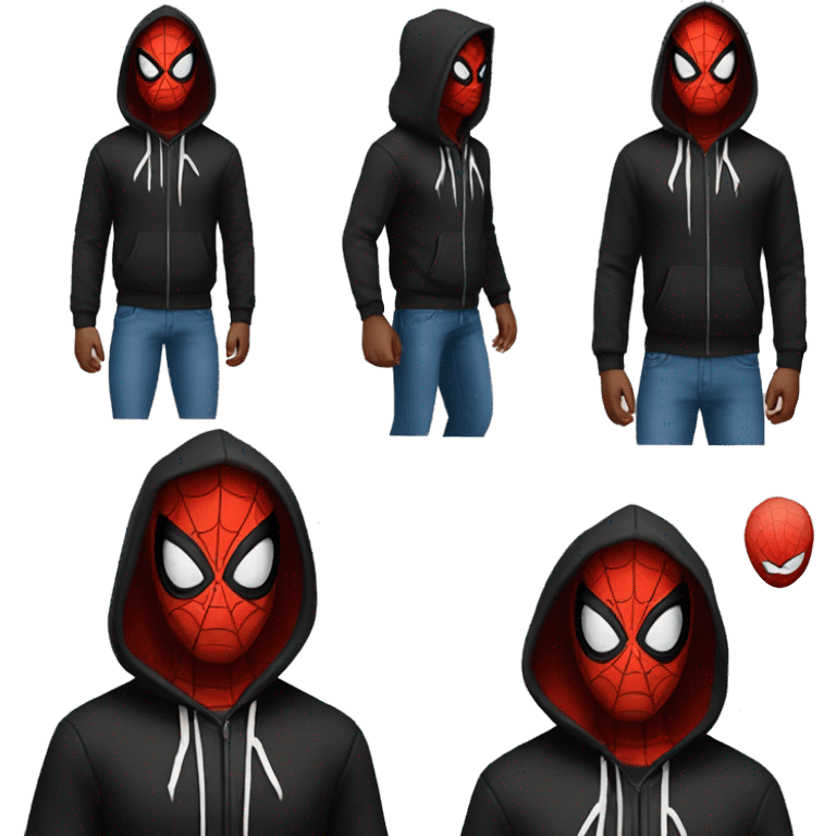 Spider-Man in the black hoodie and not skinny jeans emoji