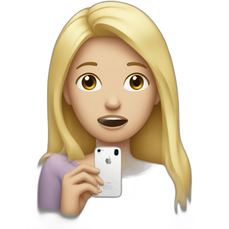 blonde woman crying holding an iphone emoji