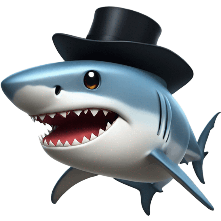 Shark with a top hat emoji