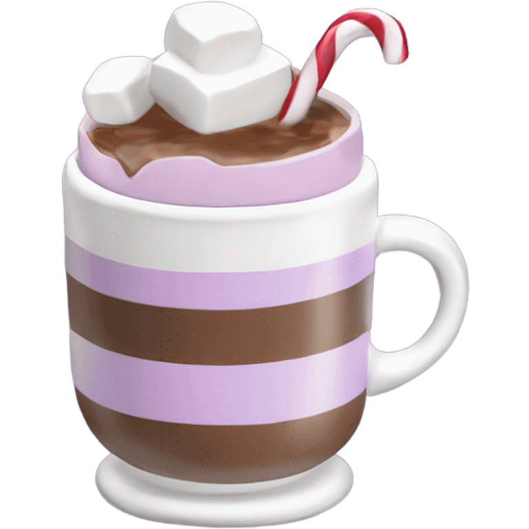 Hot chocolate with marshmallows Christmas themed light purple emoji