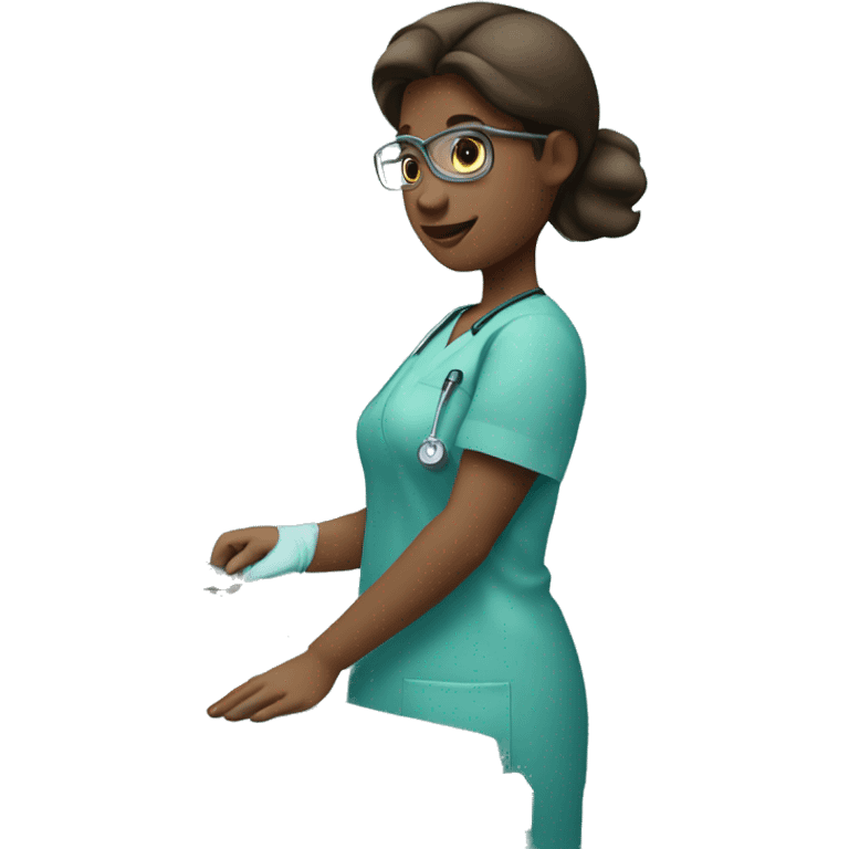 Surgeon girl operating in operating room emoji