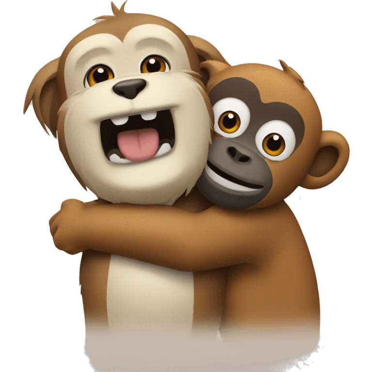 dog and monkey hug emoji