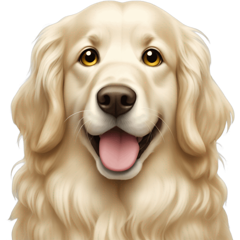 White English cream long haired curly golden retriever with honey emojis  emoji