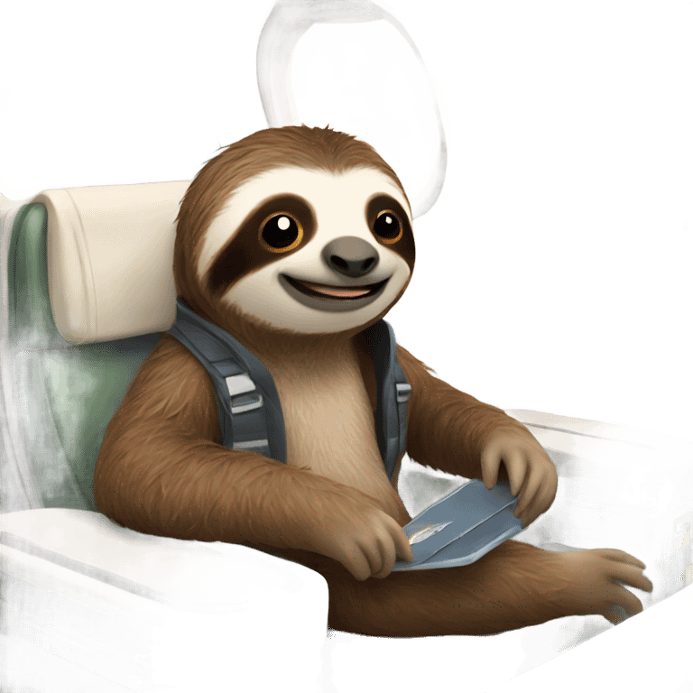 Sloth on an airplane emoji