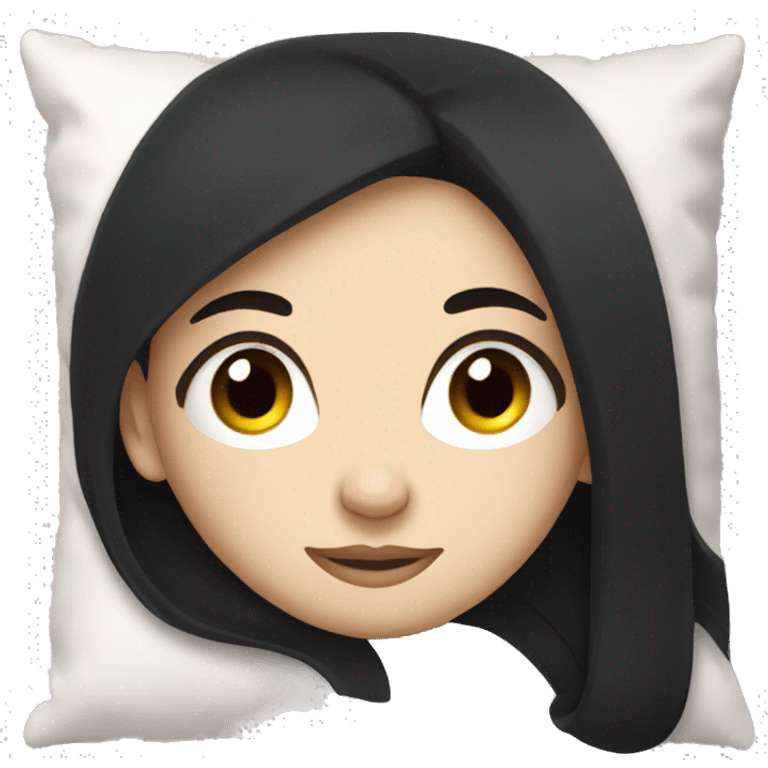 white girl with straight black hair laying down on a pillow emoji