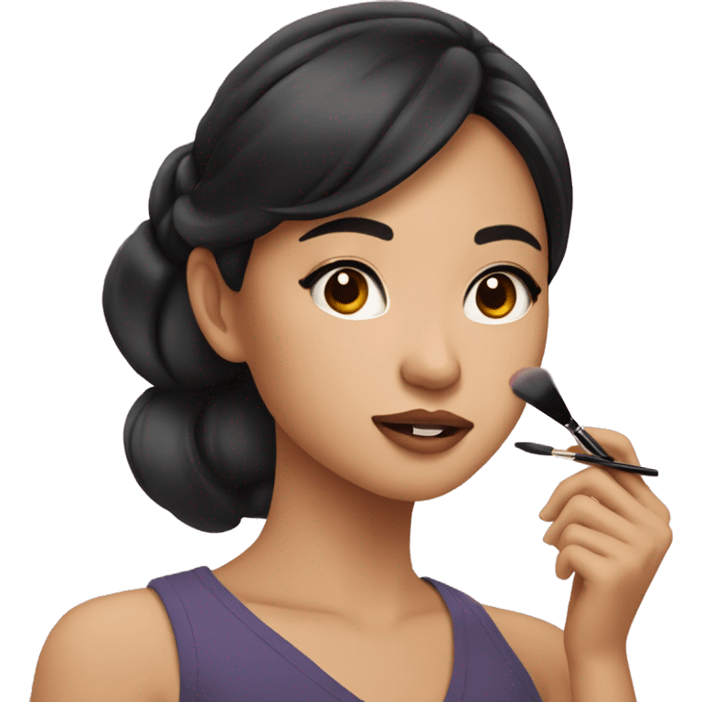 brunette asian girl doing her makeup emoji