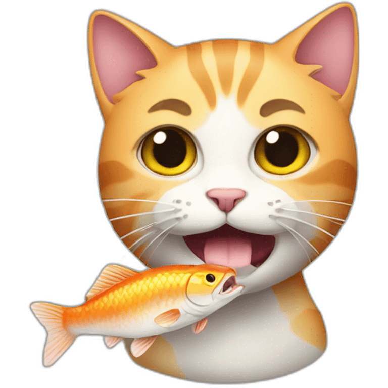 cat eating fish emoji