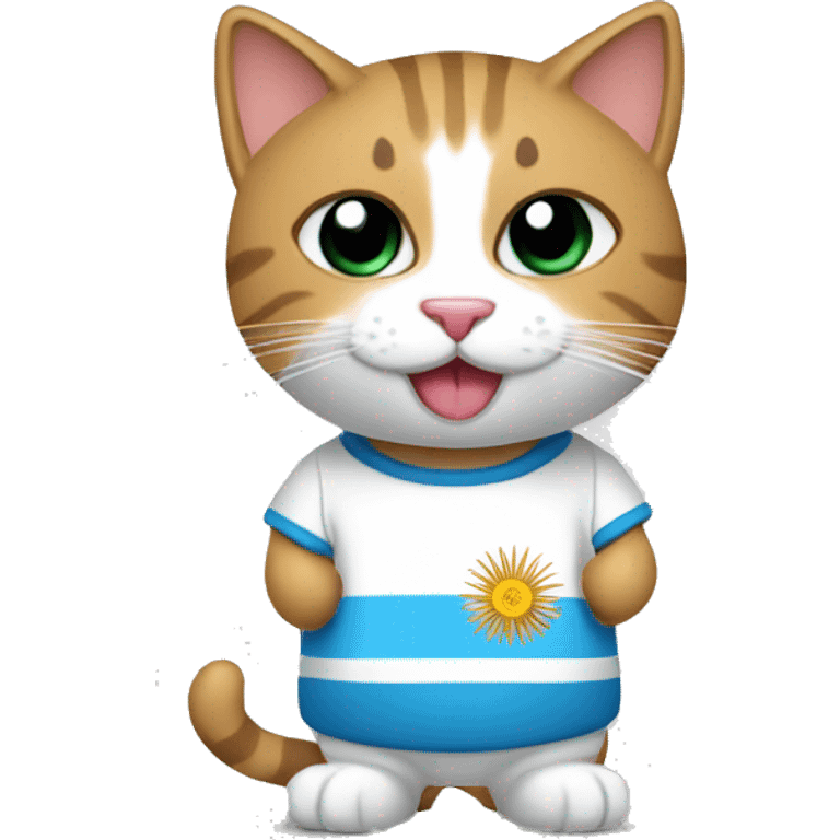 gato con camiseta de argentina tomando mate emoji