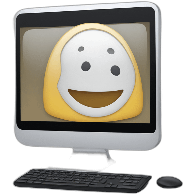 computer with the video call on the screen emoji