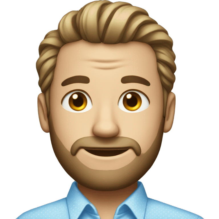 guy with a manbun and no beard and a light blue dotted dress shirt portrait emoji