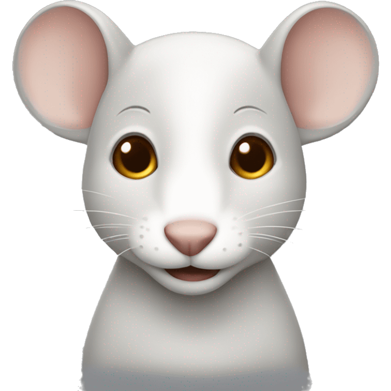 Light grey or white Mouse emoji with dark brown undercut hair emoji