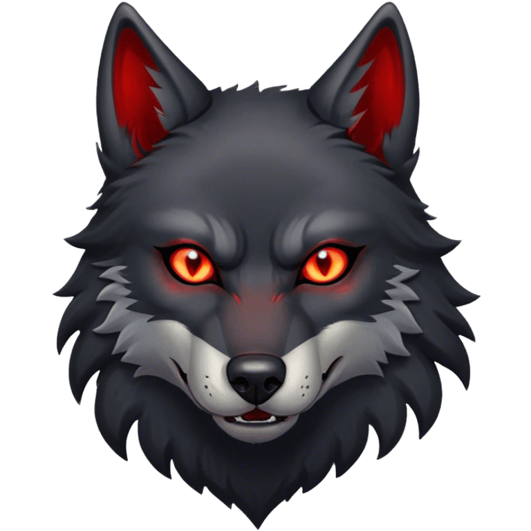 Evil Aggressive Black Wolf with red eyes emoji