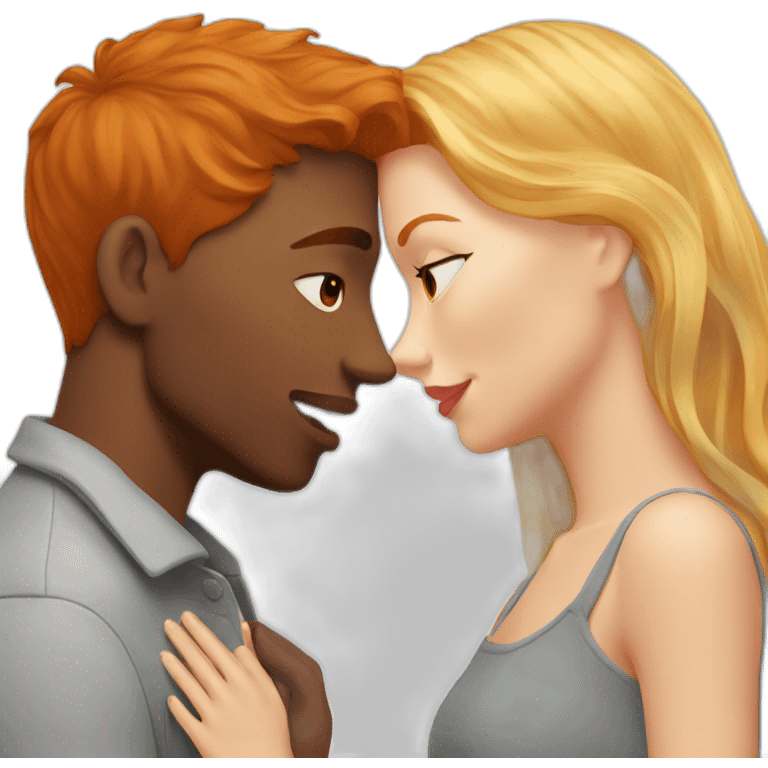 redhead girl kissing blondie man emoji