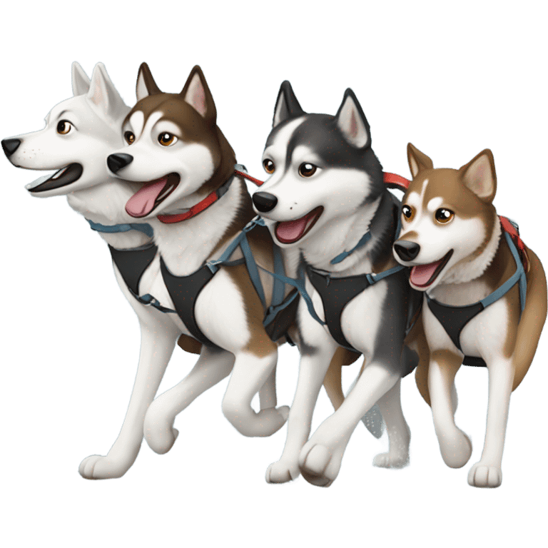 Snow dogs on sleds emoji