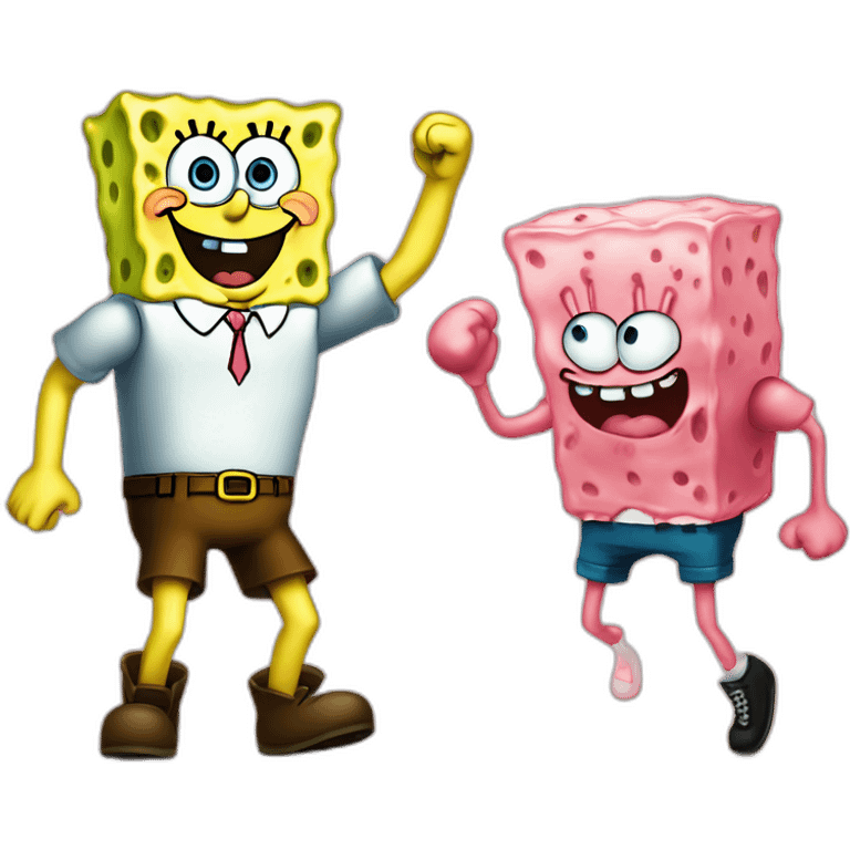 spongebob and patrick fighting emoji