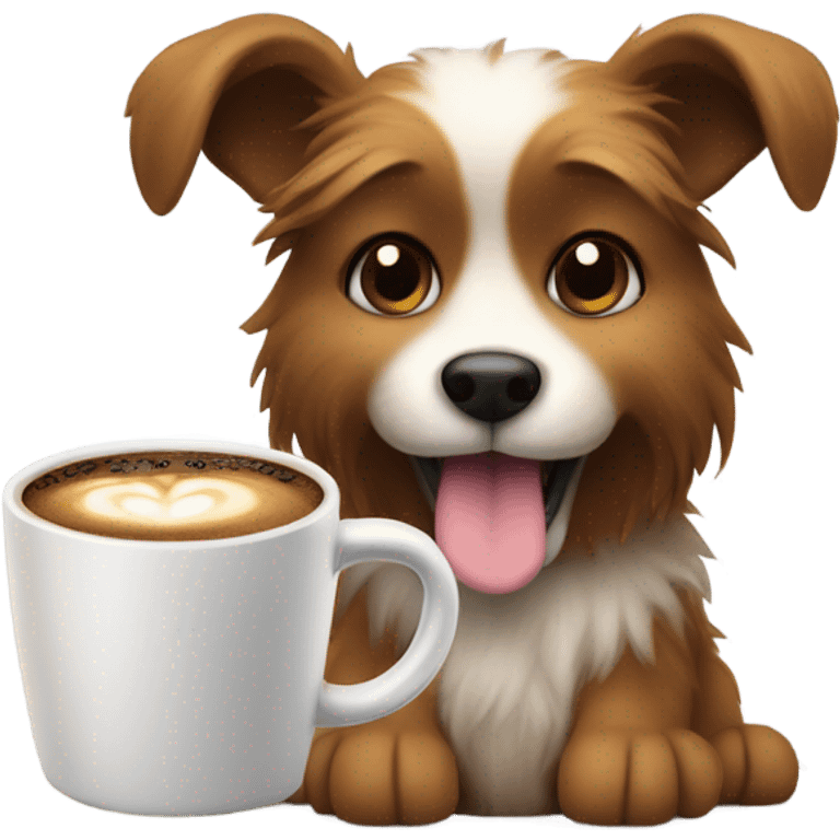 Dog with coffee emoji