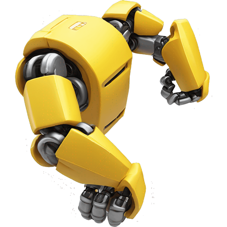 Flexing yellow robotic bicep with shocks and circuits that’s attached to the forearm emoji