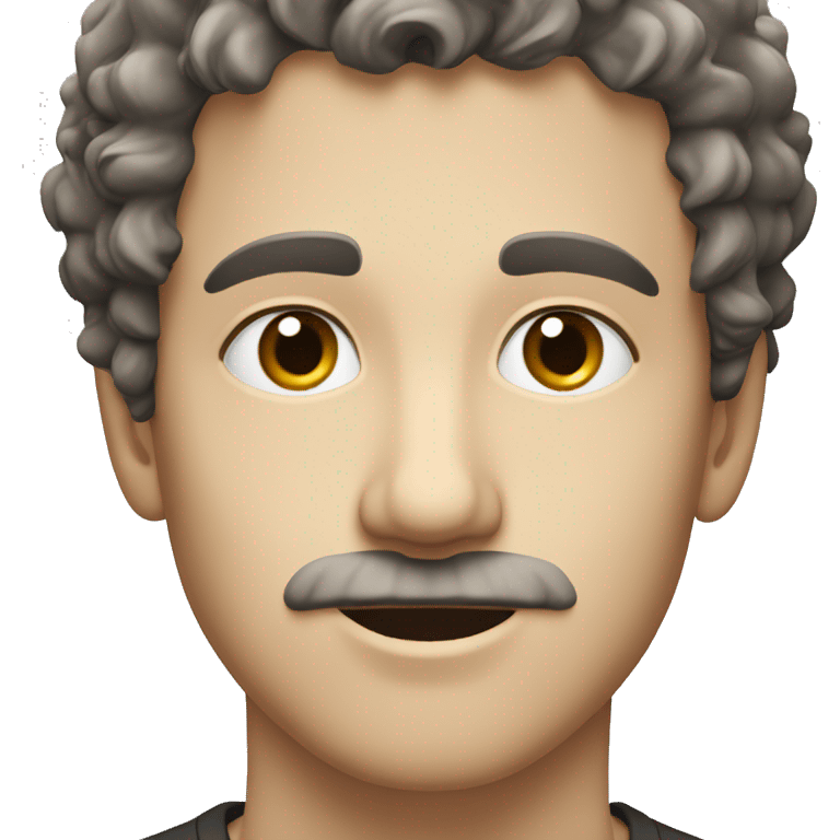 white young guy face with dark curly wolfcut and slightly visible moustache emoji