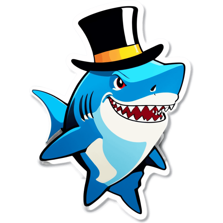 Shark with a top hat emoji