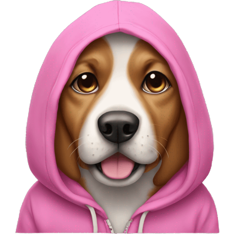 Dog wearing a pink hoodie emoji