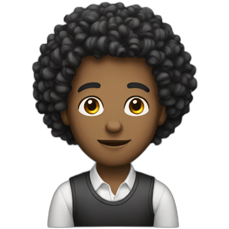 A man with a curly hair black emoji