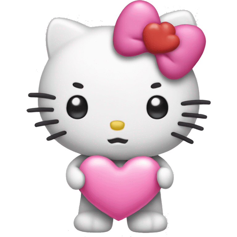 hello kitty holding a pink heart emoji