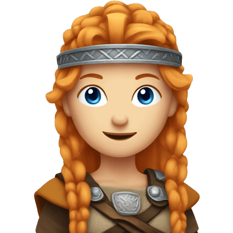 Orange haired, blue eyed Viking woman emoji