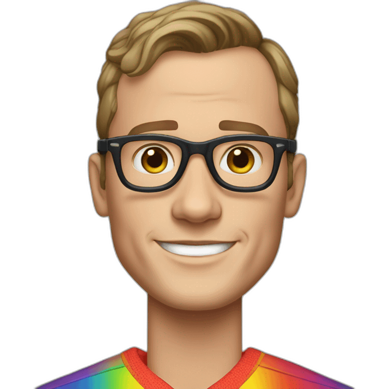 Jonathan Toews wearing glasses and rainbow clothes emoji