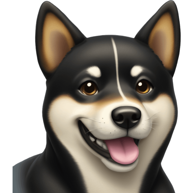 Black Shiba Inu grinning face with sweat emoji