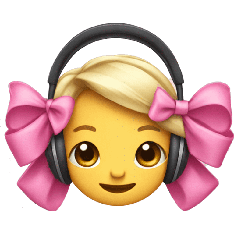 Cute pink bows on headphone  emoji