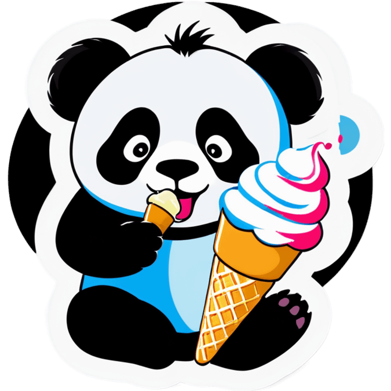 Panda eating ice cream emoji