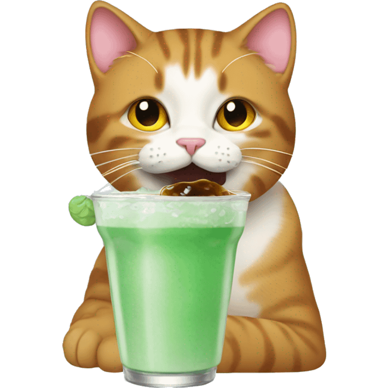 Cat drinking boba emoji