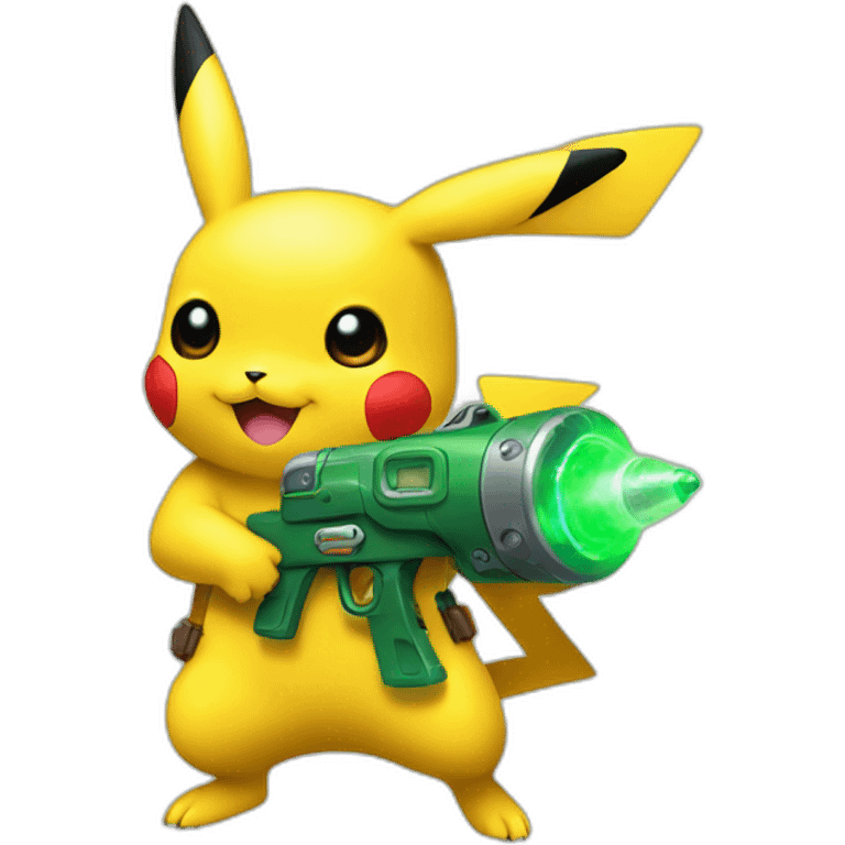 pikachu holding green raygun emoji