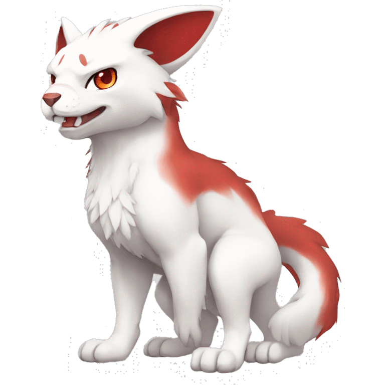 Cute cool white red animal hybrid Fakemon full body emoji