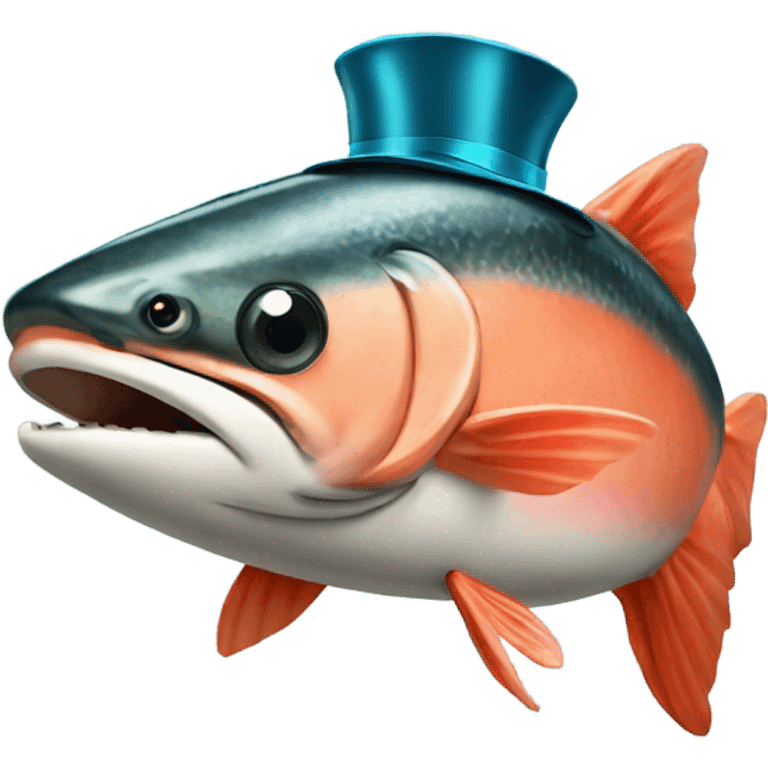 Salmon with party hat emoji